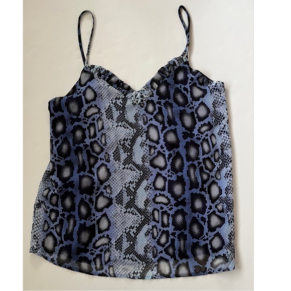 Adrienne Women’s Blue Leopard Print Spaghetti Strap Tank Top Size Small - Picture 4 of 6
